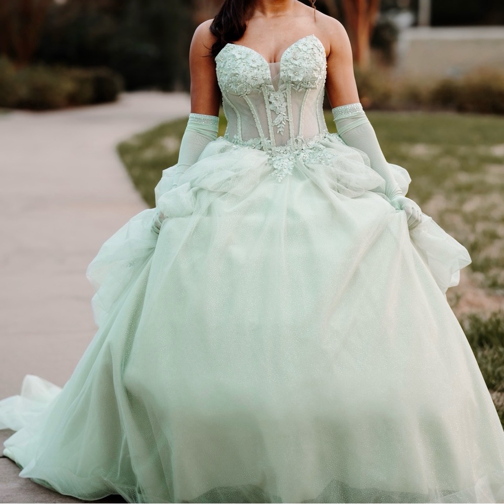 Elegant sage Green Ball Gown